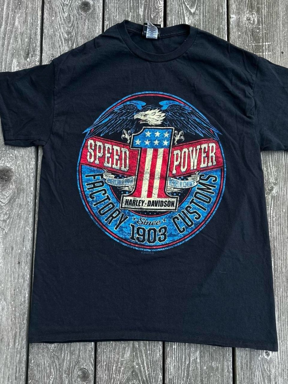 Harley-Davidson Black Short Sleeve 'Speed Power' American Shield Tee